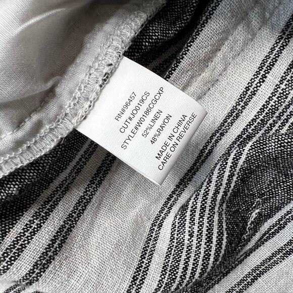 Mauby Stony Black White Stripe Linen Blend High Rise Short Large - Picture 6 of 10